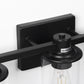 20 in. 3 Light Bathroom Vanity Light, Matte Black Fixtures with Clear Glass Shade, Modern Bathroom Lights Over Mirror