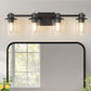 22 in. 4 Light Bathroom Vanity Light, Matte Black Fixtures with Clear Glass Shade, Modern Bathroom Lights Over Mirror