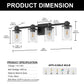 22 in. 4 Light Bathroom Vanity Light, Matte Black Fixtures with Clear Glass Shade, Modern Bathroom Lights Over Mirror