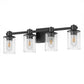 22 in. 4 Light Bathroom Vanity Light, Matte Black Fixtures with Clear Glass Shade, Modern Bathroom Lights Over Mirror