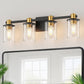 26 in. 4-Light Black Gold Bathroom Vanity Light Fixture, Clear Glass Shade Wall Sconce for Bathroom, Mirror, or Hallway