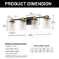 26 in. 4-Light Black Gold Bathroom Vanity Light Fixture, Clear Glass Shade Wall Sconce for Bathroom, Mirror, or Hallway