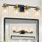 26 in. 4-Light Black Gold Bathroom Vanity Light Fixture, Clear Glass Shade Wall Sconce for Bathroom, Mirror, or Hallway
