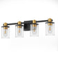 26 in. 4-Light Black Gold Bathroom Vanity Light Fixture, Clear Glass Shade Wall Sconce for Bathroom, Mirror, or Hallway