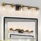 32 in. 5-Light Black Gold Bathroom Vanity Light Fixture, Clear Glass Shade Wall Sconce for Bathroom, Mirror, or Hallway
