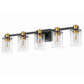 32 in. 5-Light Black Gold Bathroom Vanity Light Fixture, Clear Glass Shade Wall Sconce for Bathroom, Mirror, or Hallway