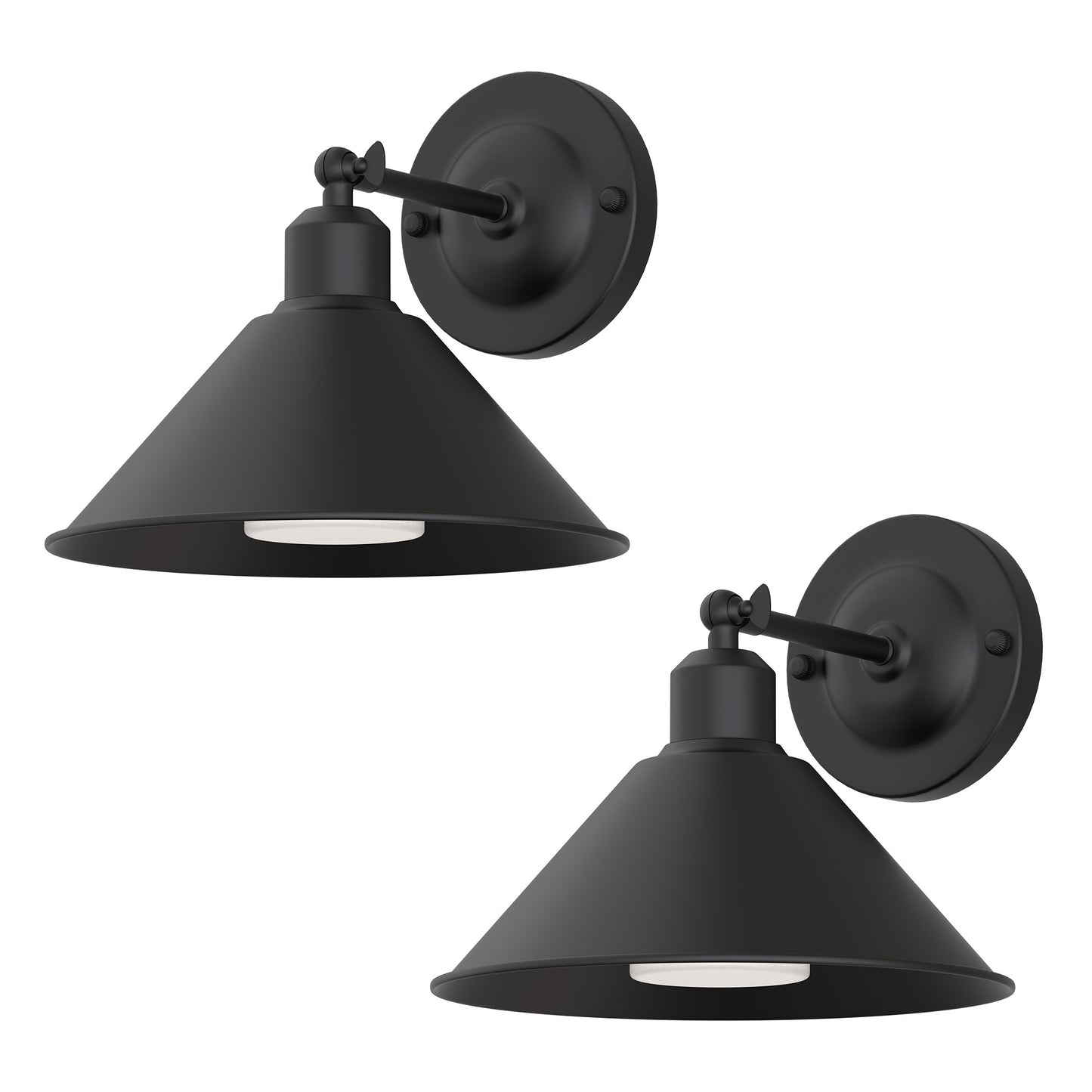 YANSUN 9 in. 1-Light Black Dimmable Wireless Wall Sconces, LED Lights with Remote Control for Living Room or Hallway (2-Pack)