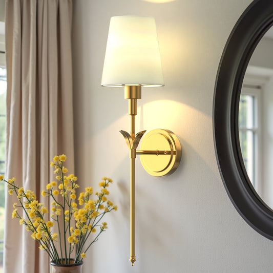 YANSUN 2-Pack Petal Design Indoor Wall Sconces with Cone Shade, 2W RGB CW Dimmable LED, Remote-Controlled, Extra Bulbs Included