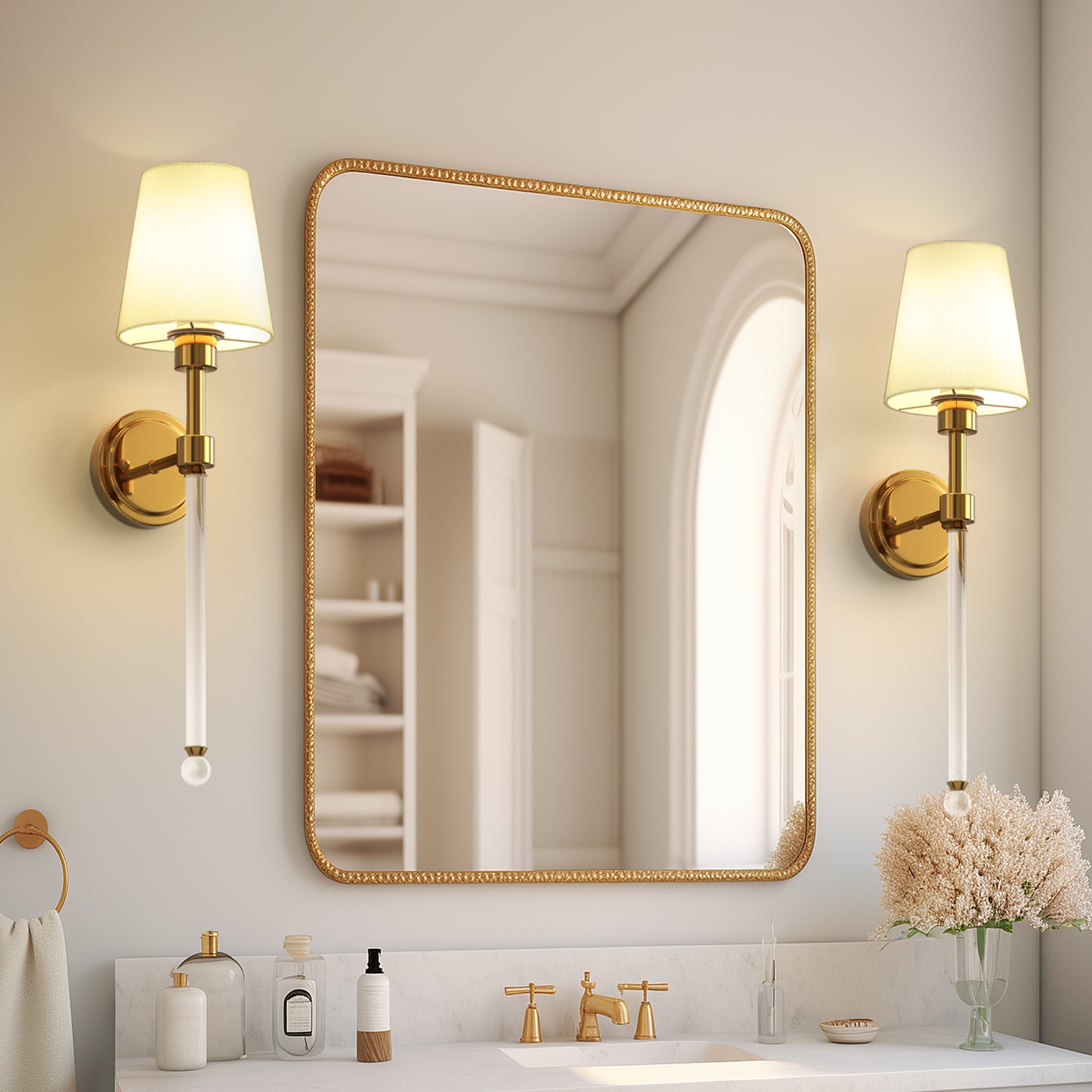 YANSUN 2-Pack Indoor Wall Sconces with Acrylic Cone Shade, 2W RGB CW Dimmable LED, Remote-Controlled, Extra Bulbs Included