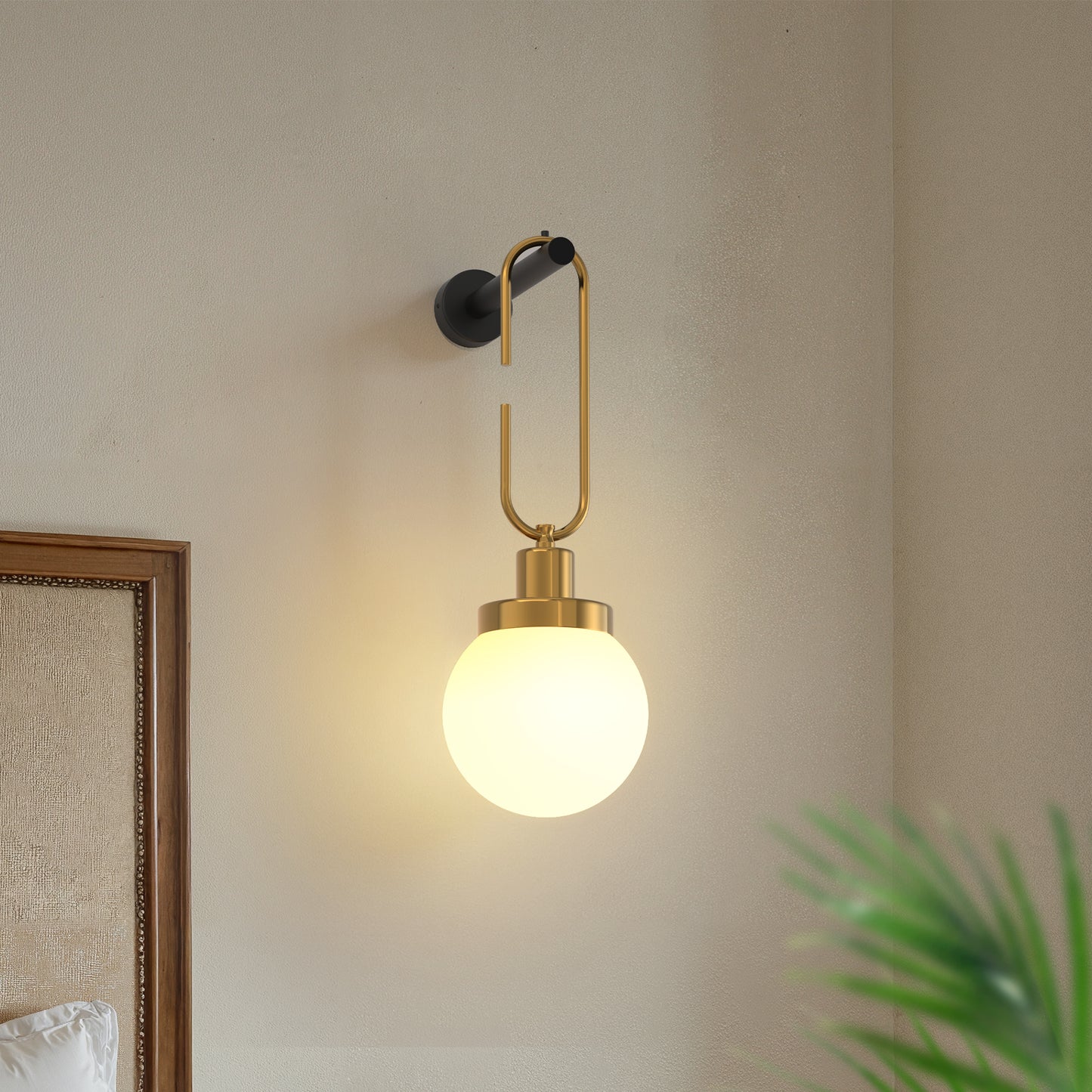 YANSUN 2-Pack Indoor Wall Sconces with Frosted Globe Shades, 2W RGB CW Dimmable LED, Remote-Controlled, Extra Bulbs Included