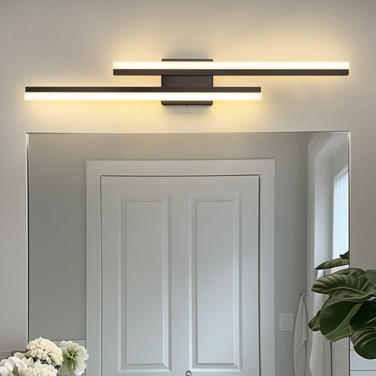 2-Light Modern Matte Black LED Wall Sconce with Frosted Acrylic Shade, Linear Sconce for Bedroom, Hallway, Living Room