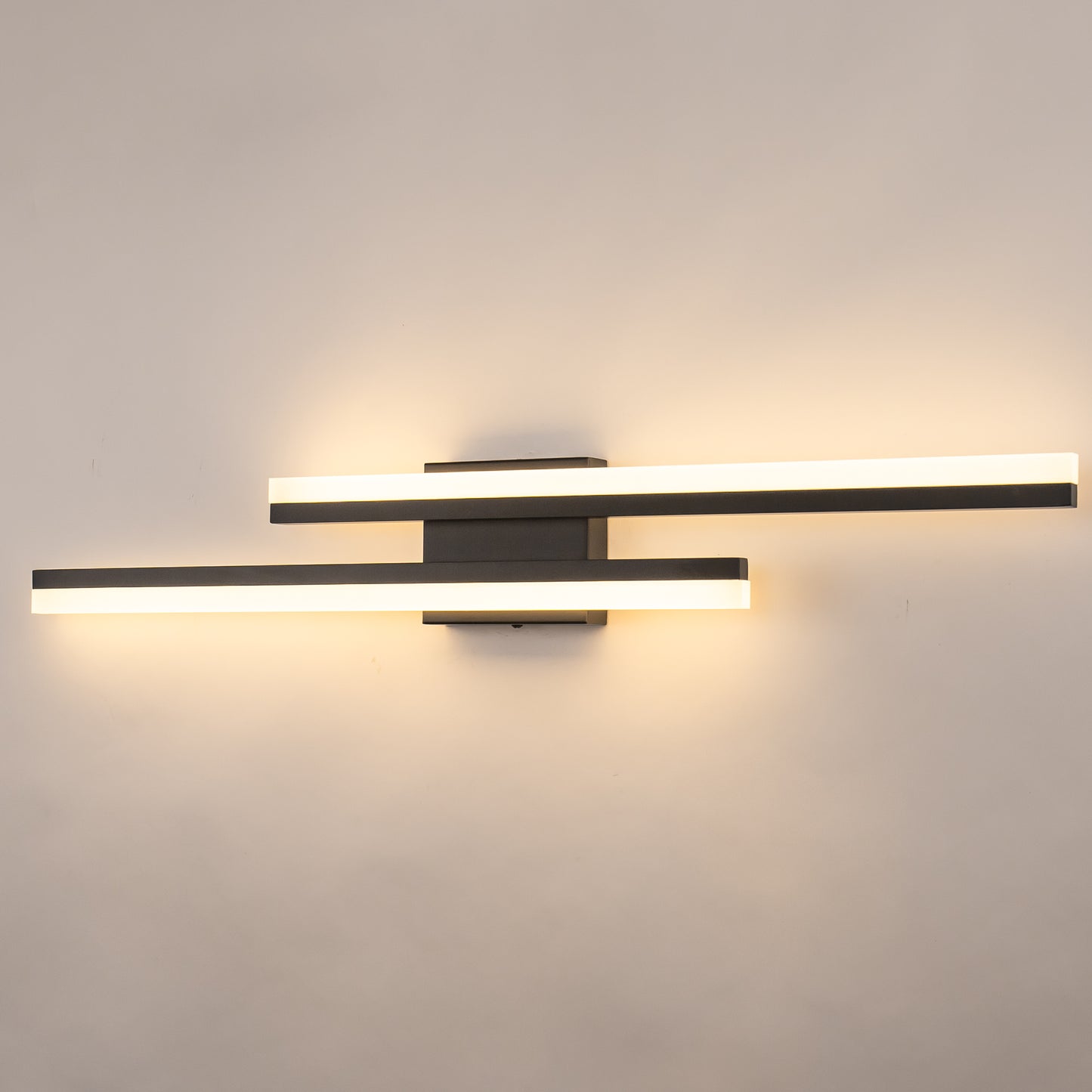 2-Light Modern Matte Black LED Wall Sconce with Frosted Acrylic Shade, Linear Sconce for Bedroom, Hallway, Living Room