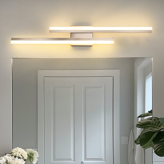 2-Light Minimalist Nickel LED Wall Sconce with Frosted Acrylic Shade, Modern Wall Light for Bedroom, Living Room
