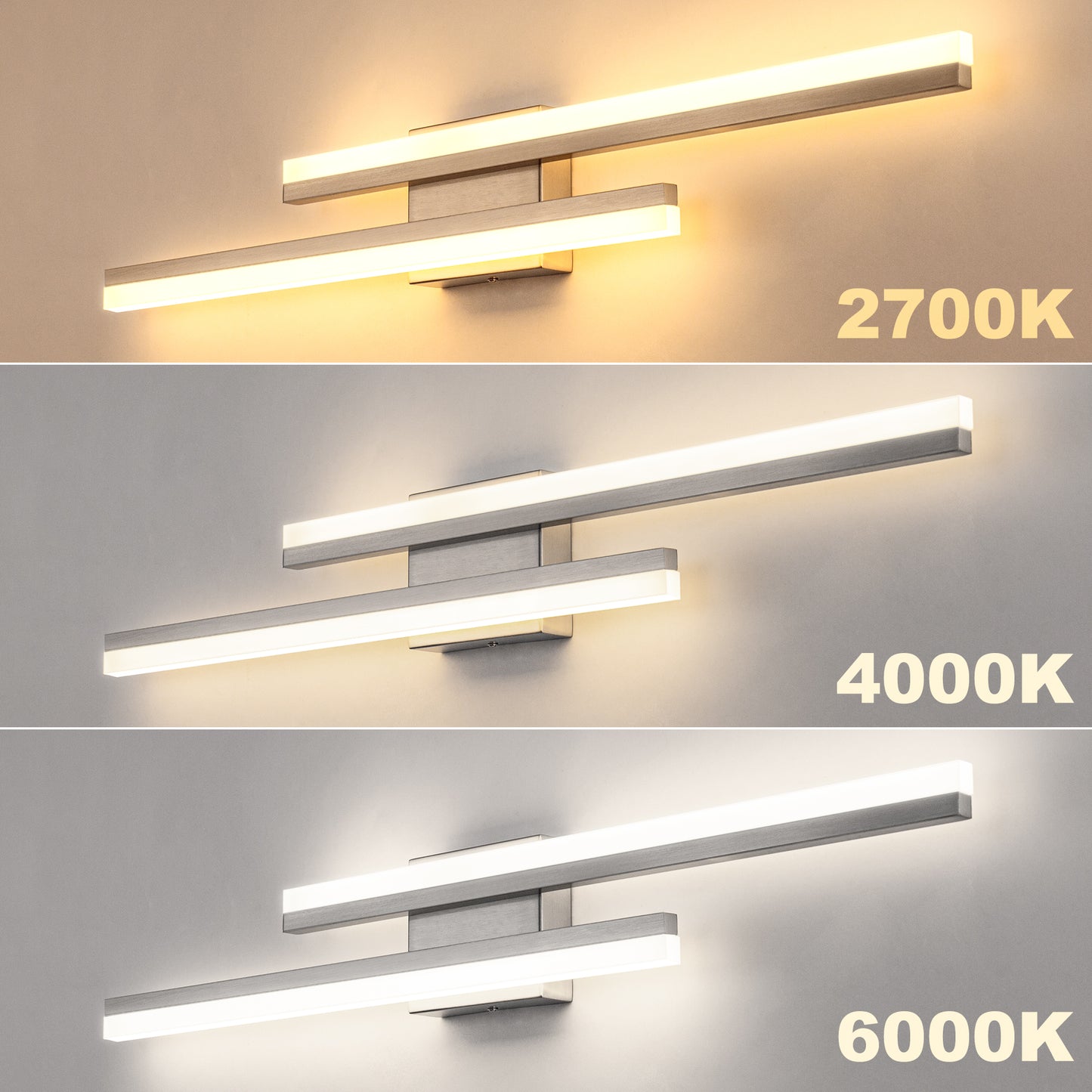 2-Light Minimalist Nickel LED Wall Sconce with Frosted Acrylic Shade, Modern Wall Light for Bedroom, Living Room