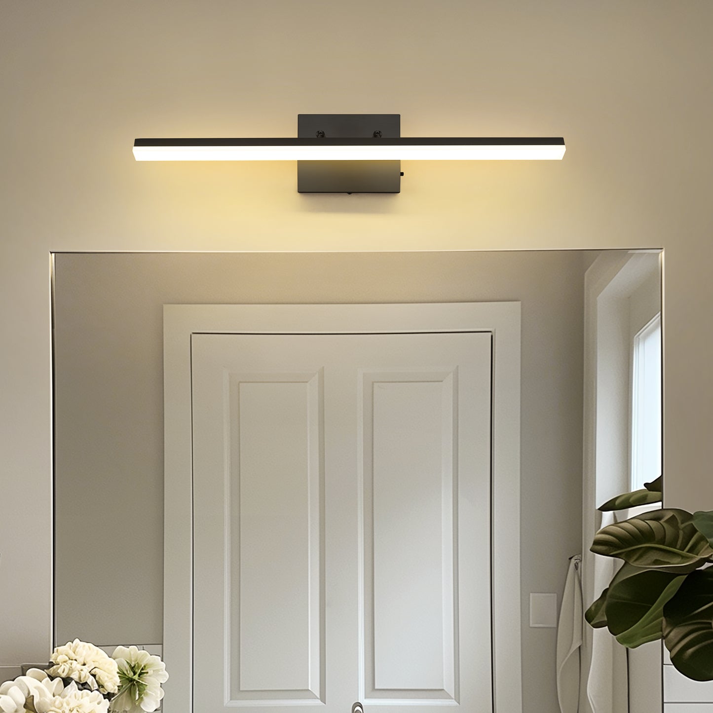 24-Watt 1-Light 24 in. Wall Sconce Vanity Light in Black, Integrated LED Bathroom Wall Light Bar, Light for Mirror