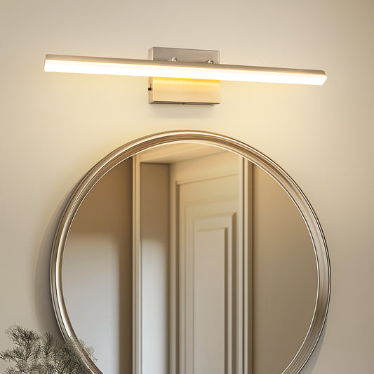 24 in. 24-Watt 1-Light Nickel Vanity Light Integrated LED Wall Sconce for Bathroom, Modern Matte Black Light Bar Over
