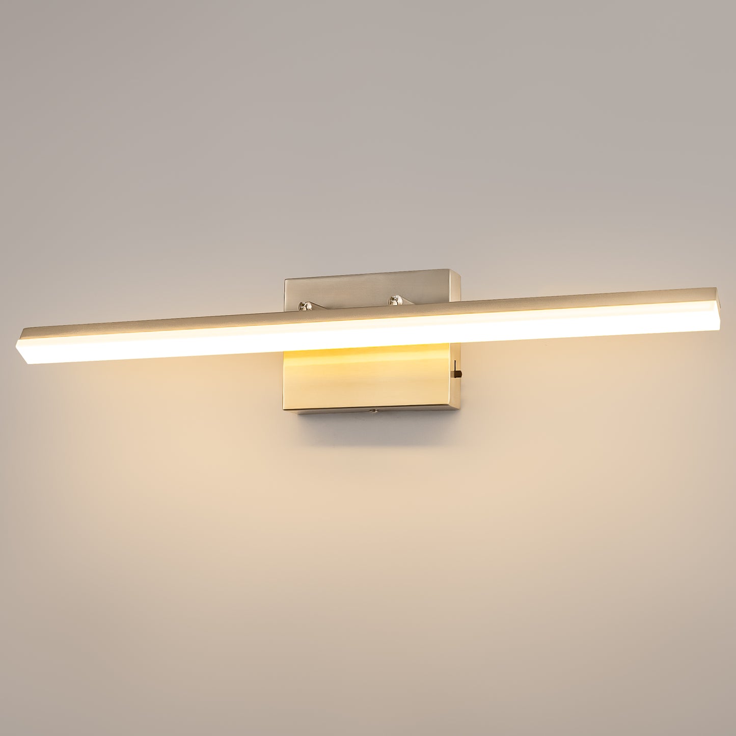 24 in. 24-Watt 1-Light Nickel Vanity Light Integrated LED Wall Sconce for Bathroom, Modern Matte Black Light Bar Over