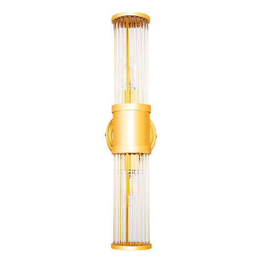 YANSUN 3 in. 2-Light Gold Vanity Light Fixture with Elegant Crystal Accents Bathroom Wall Sconce for Vanity