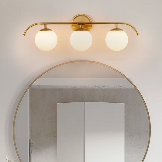 24 in. 3-Light Brass Vanity Light Fixture with Frosted Glass Globes Modern Wall Sconce for Bathroom, Mirror, and Hallway