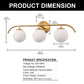 24 in. 3-Light Brass Vanity Light Fixture with Frosted Glass Globes Modern Wall Sconce for Bathroom, Mirror, and Hallway