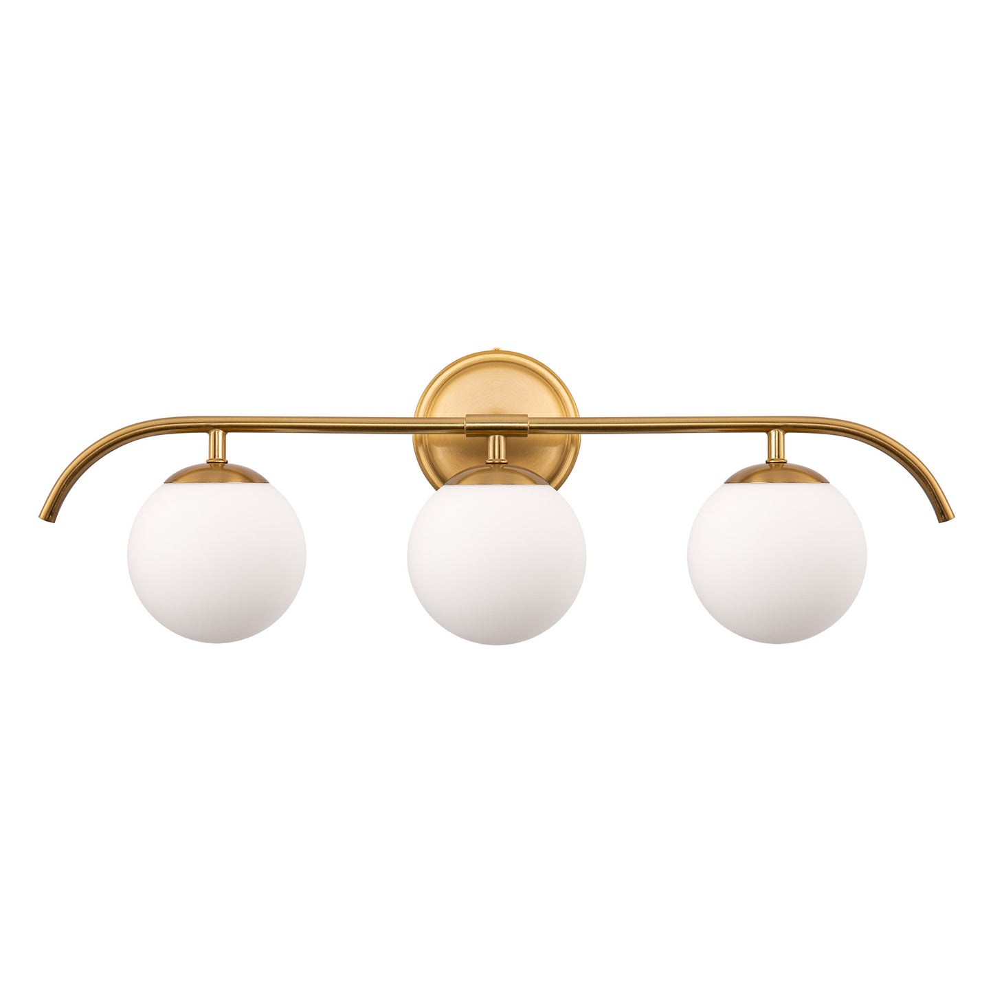 24 in. 3-Light Brass Vanity Light Fixture with Frosted Glass Globes Modern Wall Sconce for Bathroom, Mirror, and Hallway
