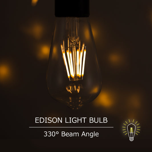 YANSUN ST58 Vintage LED Edison Bulb, 6 Watts, Equivalent 60W, Warm White 2700K, Non-Dimmable LED Filament Light Bulb, E26 Base for Pendant, Chandeliers and Decorative Fixtures, 4 Pack