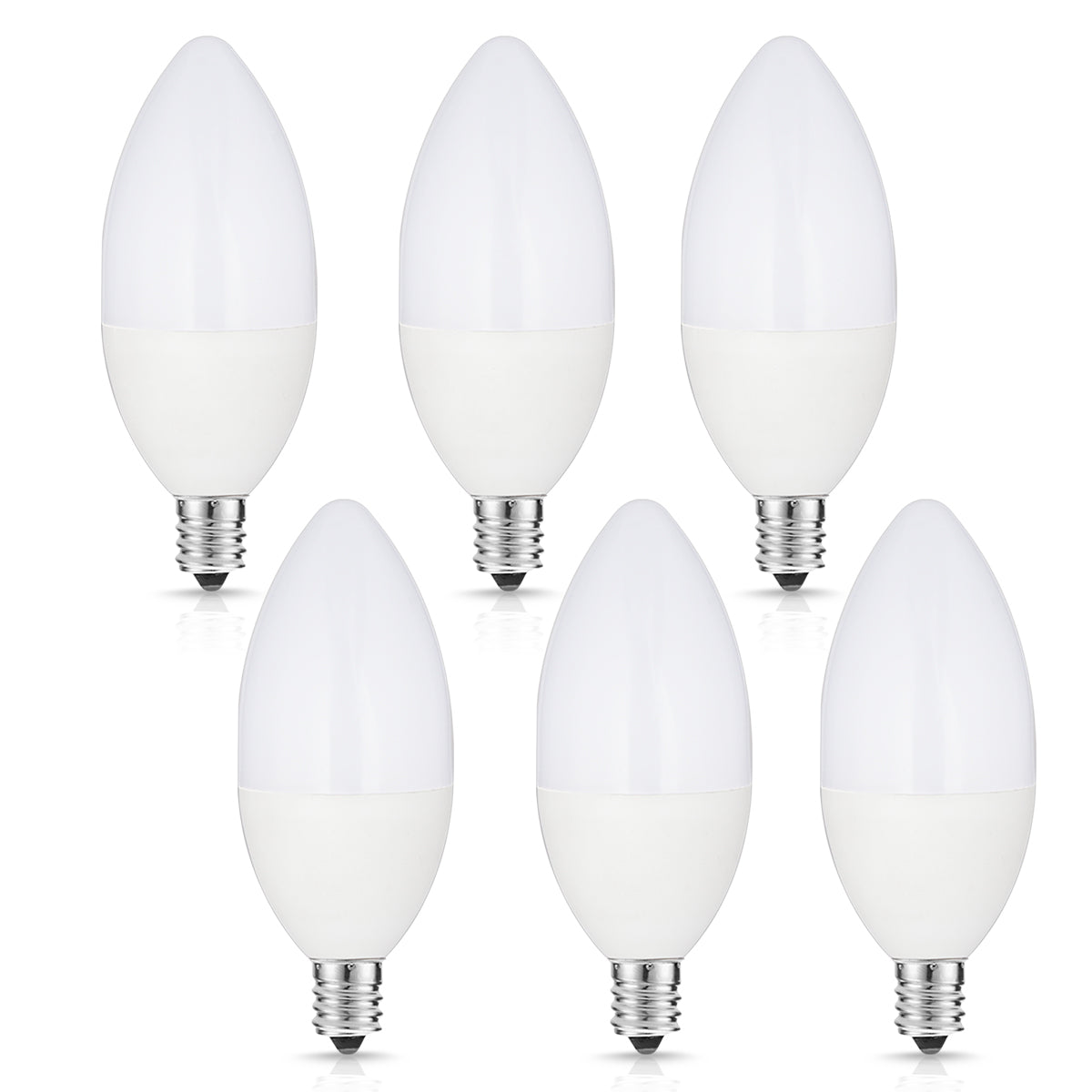 YANSUN 60-Watt Equivalent LED Light Bulb B11 E12 Candle 5000K Daylight Frosted and Bulbs Included for Indoor/Outdoor Use 6-Pack