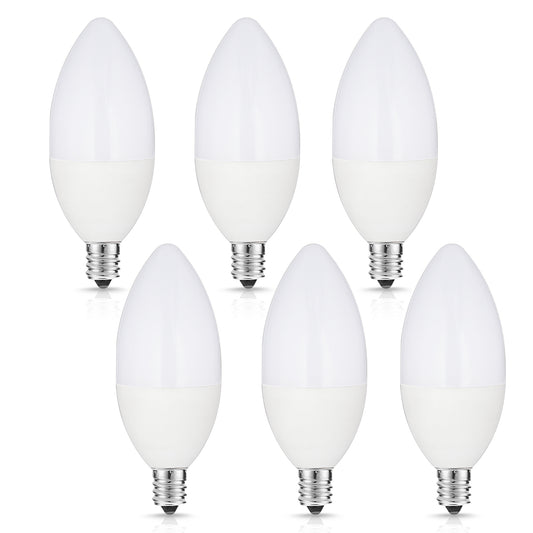 YANSUN 60-Watt Equivalent LED Light Bulb B11 E12 Candle 5000K Daylight Frosted and Bulbs Included for Indoor/Outdoor Use 6-Pack