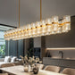53 in. 60-Light Gold Crystal Rectangular Chandelier for Large Living Room, Dining Room