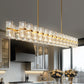 53 in. 60-Light Gold Crystal Rectangular Chandelier for Large Living Room, Dining Room