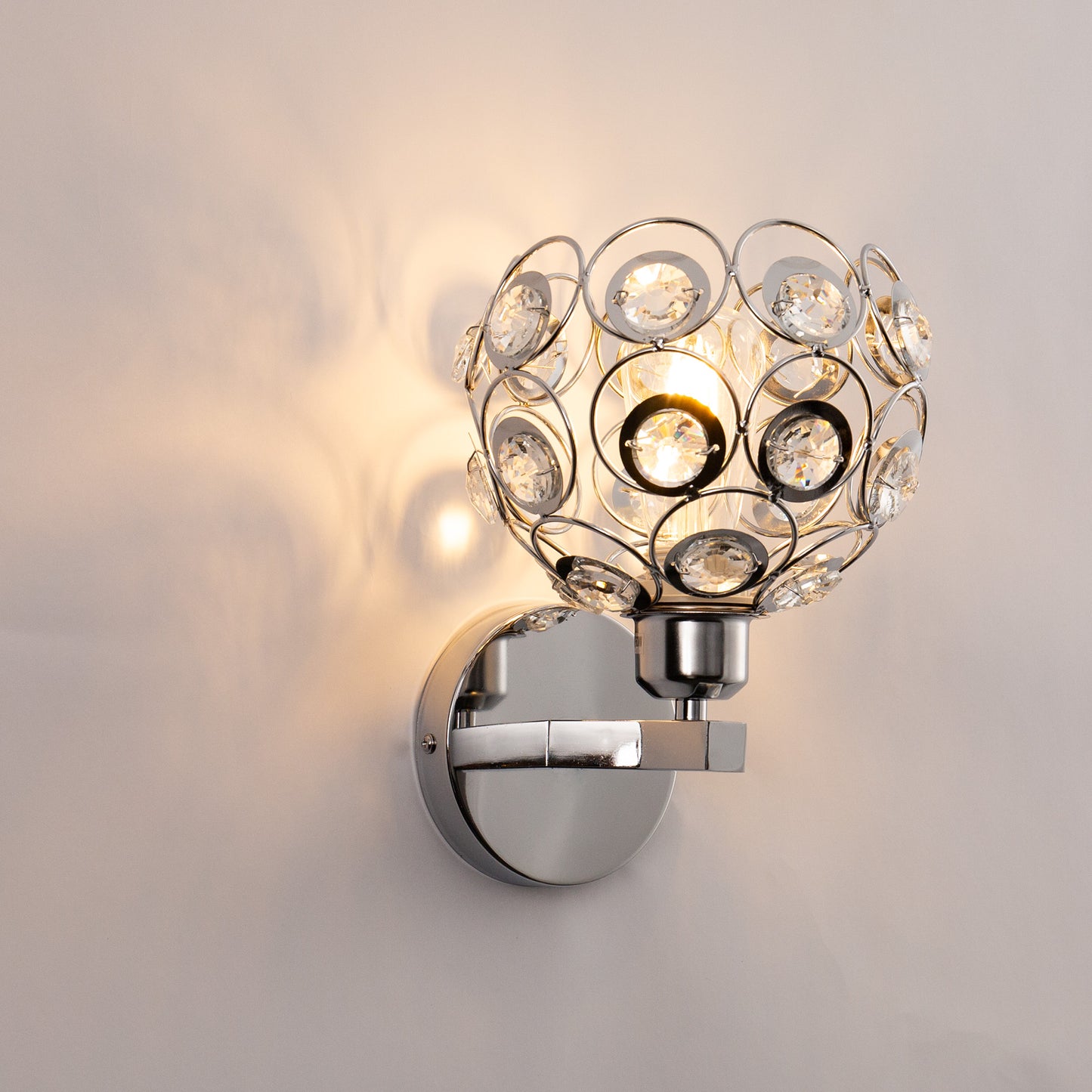 6.7 in. 1-Light Brushed Nickel Wall Sconce,with Crystal Dome Shade for Living Room Foyer