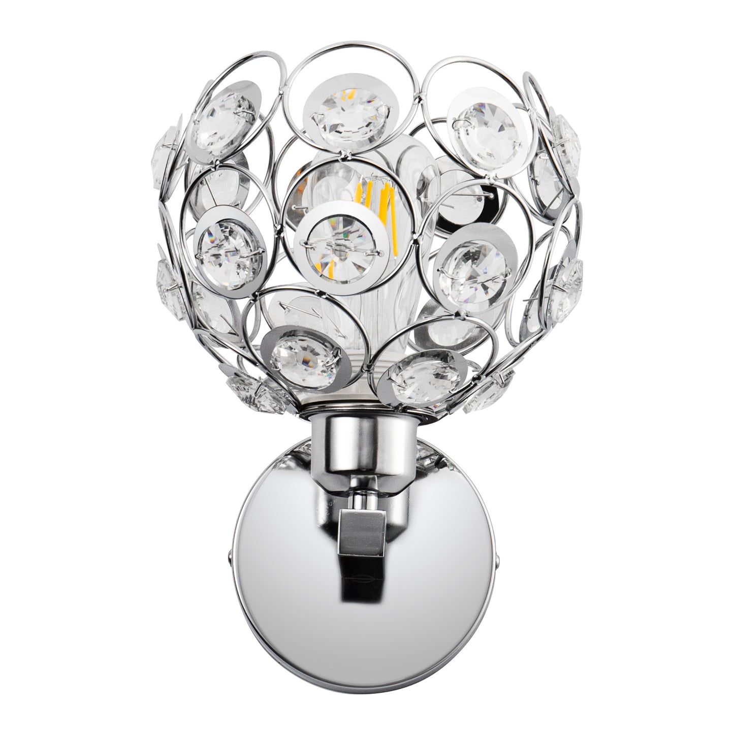 6.7 in. 1-Light Brushed Nickel Wall Sconce,with Crystal Dome Shade for Living Room Foyer