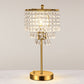 17 in. Gold LED Table Lamp Clear Crystal with 3-Way Dimmer Rotary Switch and Dual USB Charging Ports