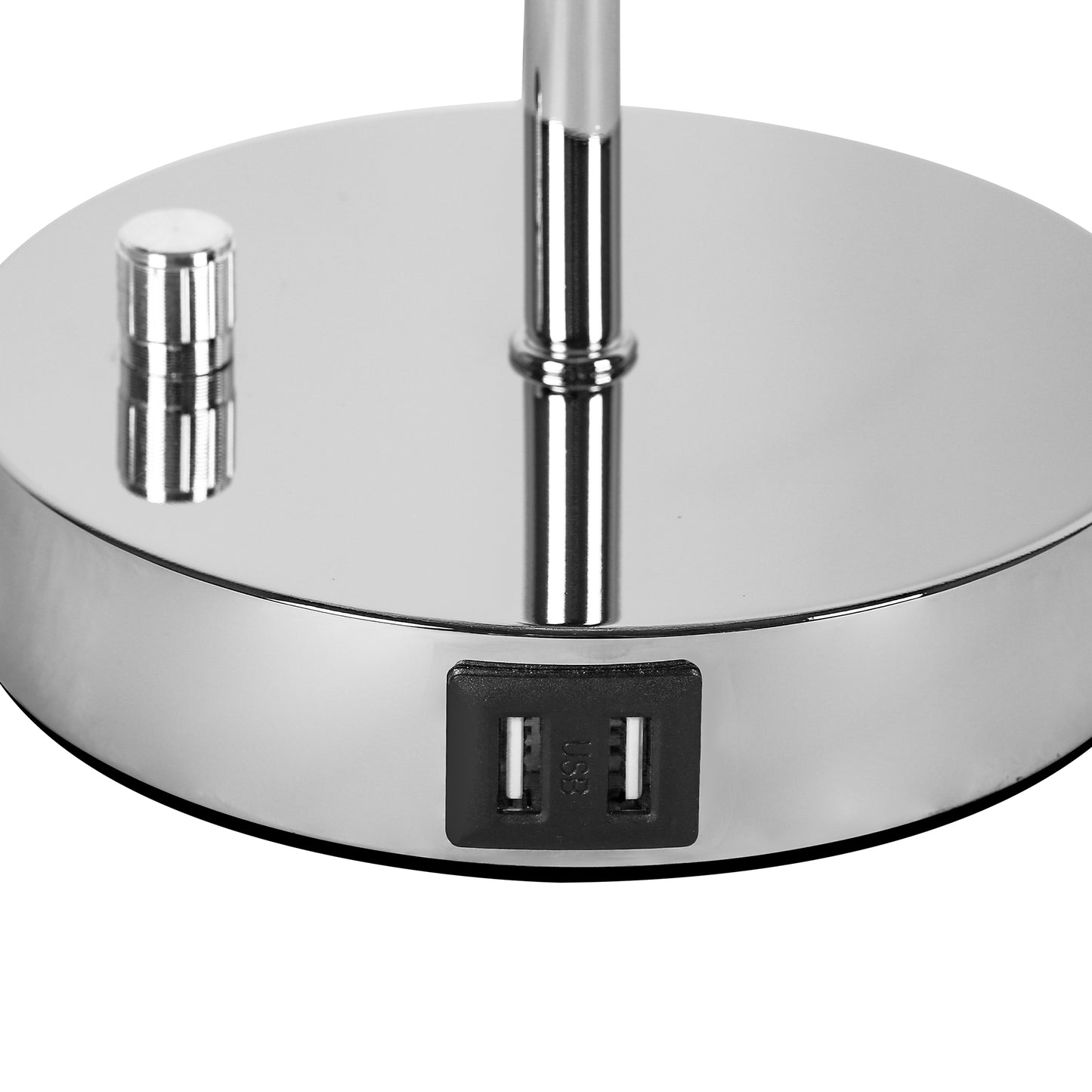 17 in. Chrome LED Integrated Table Lamp with Purple Crystal with 3-Way Dimmer Rotary Switch and Dual USB Charging Ports