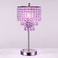 17 in. Chrome LED Integrated Table Lamp with Purple Crystal with 3-Way Dimmer Rotary Switch and Dual USB Charging Ports