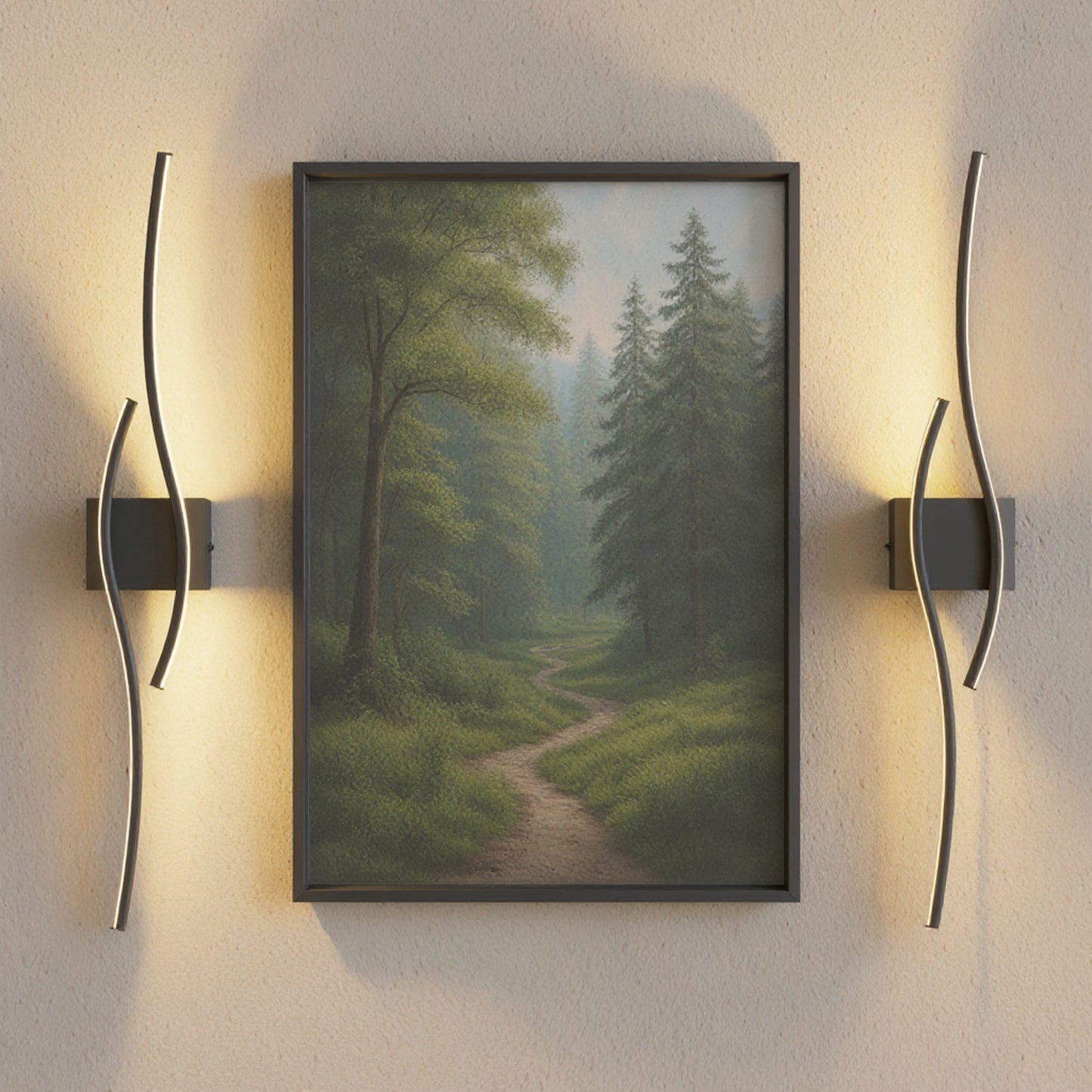 YANSUN 2-Pack Nick KD Indoor Wall Lights with Black Finish, Integrated LED, Dual Wave 80cm, RF Remote Control, Warm 3000K