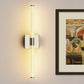 24 in. Nickel 1-Light LED Wall Sconce Set, Wireless Rechargeable Vanity Light Bar for Bedroom and Bathroom