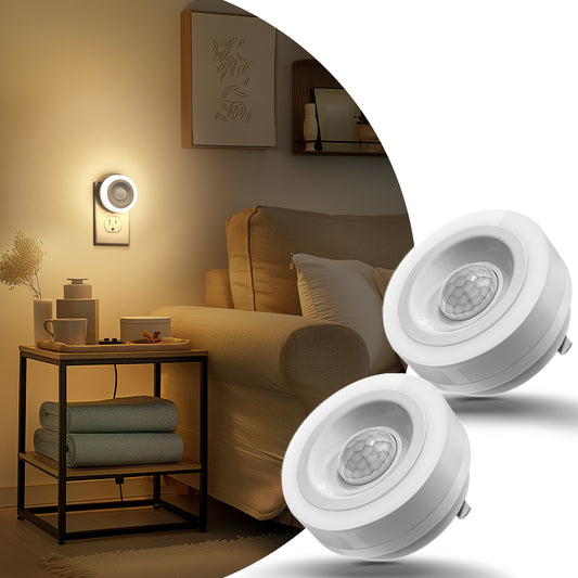 1-Light Motion Sensor Night Light Plug in 0. 6W Warm White, Automatic On/Off for Bedroom, Bathroom, Kids Room 2-Pack