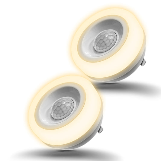 1-Light Motion Sensor Night Light Plug in 0. 6W Warm White, Automatic On/Off for Bedroom, Bathroom, Kids Room 2-Pack