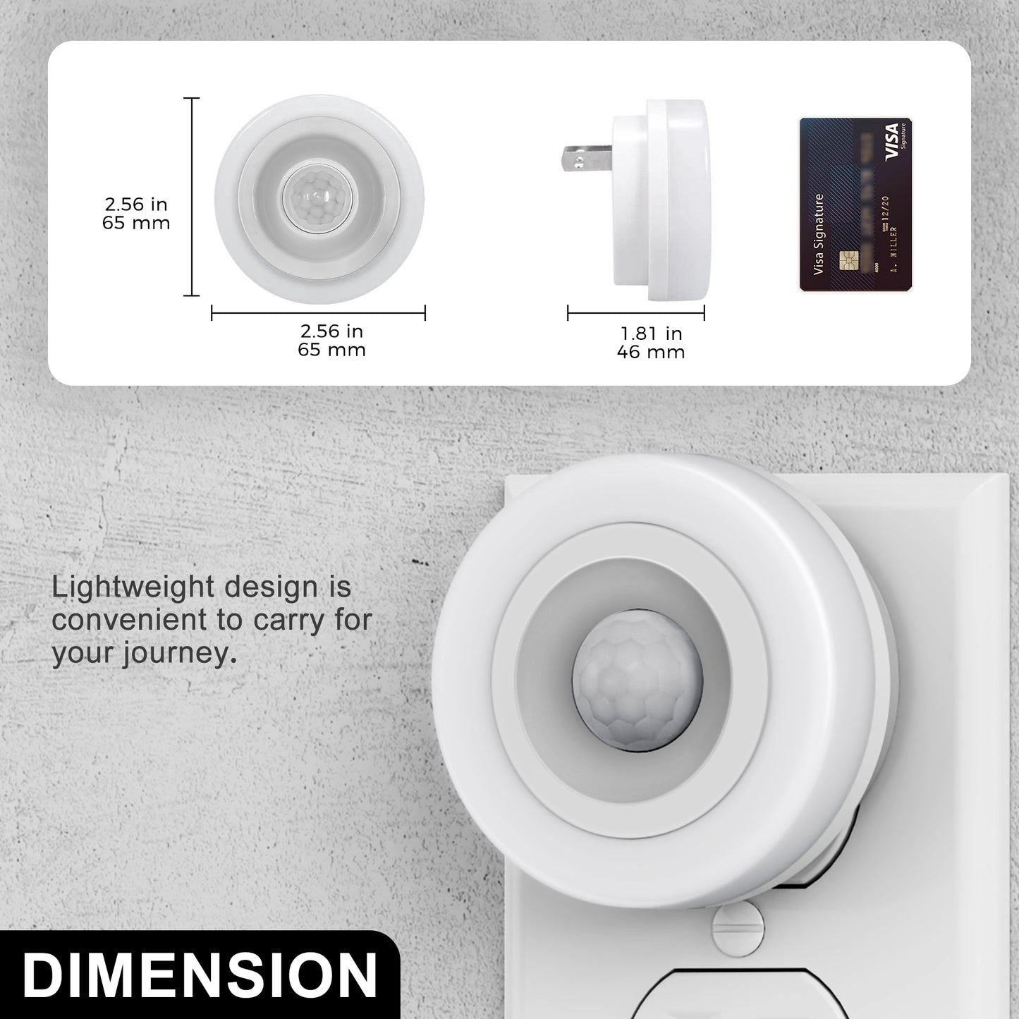 1-Light Motion Sensor Night Light Plug in 0. 6W Warm White, Automatic On/Off for Bedroom, Bathroom, Kids Room 2-Pack