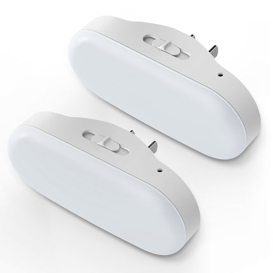 YANSUN 1W Light Sensor/Dusk to Dawn Integrated LED Night Light, Adjustable Blue Glow, White, Plug-in, 2-Pack