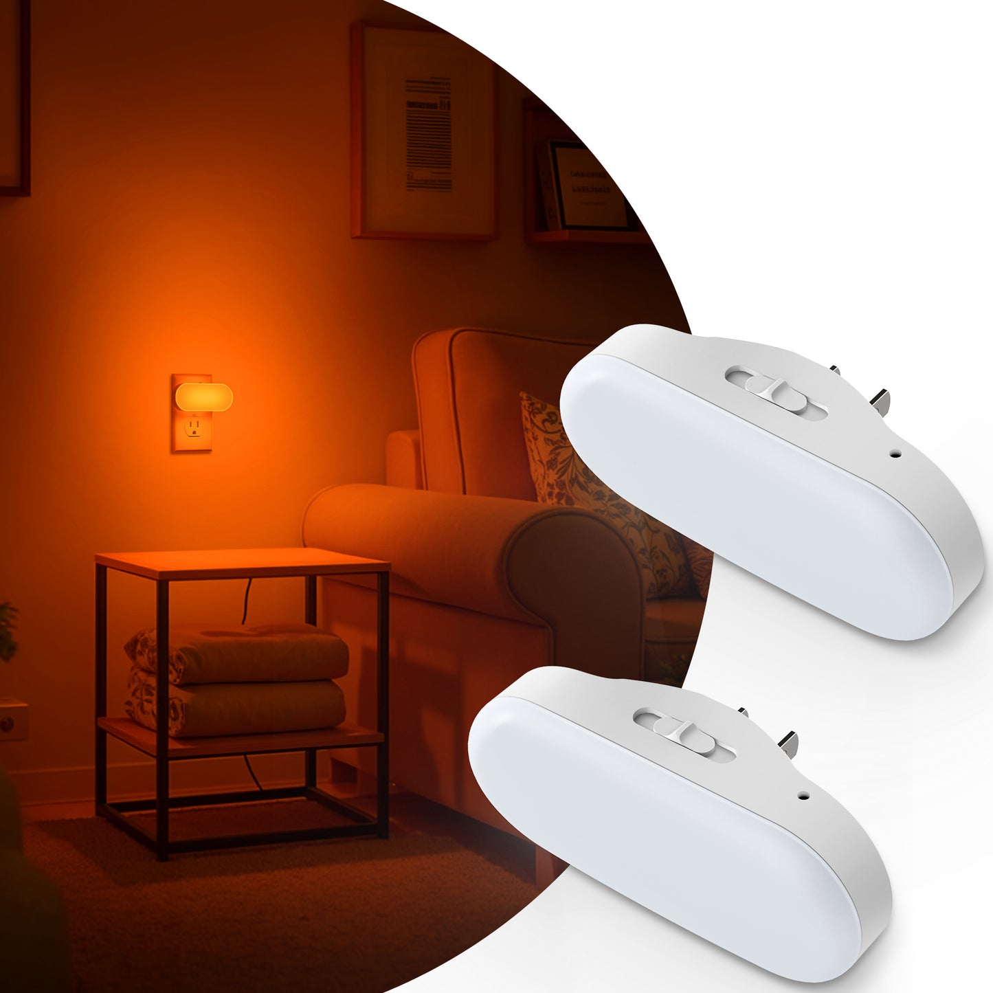 YANSUN 2-Pack 0.7W Plug-In Night Lights, White Housing, RGB with Frosted Shade, Pure Light-Control, High Brightness