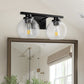 16 in. 2-Light Industrial Matte Black Bathroom Vanity Light, Open Globe Clear Glass Wall Sconce