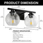 16 in. 2-Light Industrial Matte Black Bathroom Vanity Light, Open Globe Clear Glass Wall Sconce