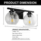 16 in. 2-Light Industrial Matte Black Bathroom Vanity Light, Open Globe Clear Glass Wall Sconce