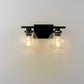 16 in. 2-Light Industrial Matte Black Bathroom Vanity Light, Open Globe Clear Glass Wall Sconce