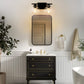 16 in. 2-Light Industrial Matte Black Bathroom Vanity Light, Open Globe Clear Glass Wall Sconce
