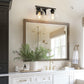 16 in. 2-Light Industrial Matte Black Bathroom Vanity Light, Open Globe Clear Glass Wall Sconce