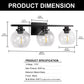 Elegant 25 in. 3-Light Matte Black Bathroom Vanity Light, Modern Farmhouse Wall Sconce with Open Globe Glass Shades