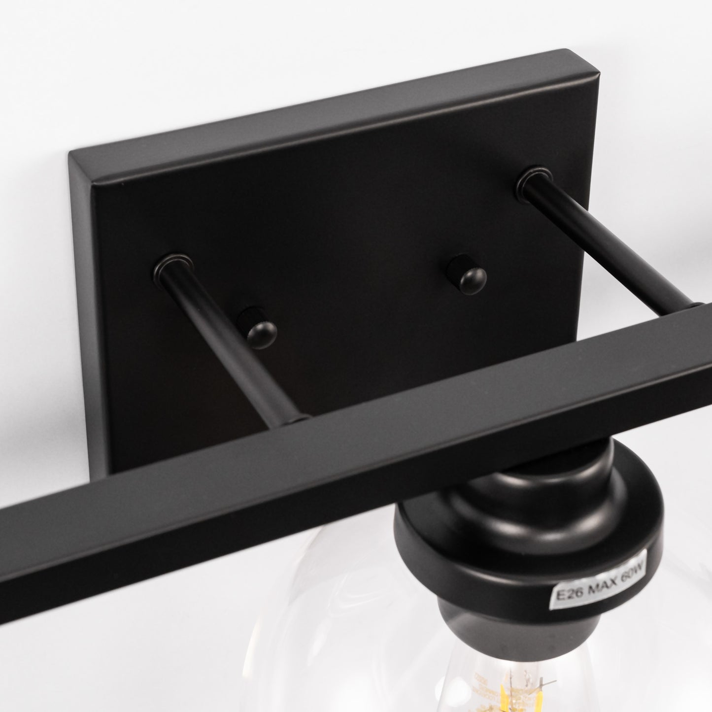 Elegant 25 in. 3-Light Matte Black Bathroom Vanity Light, Modern Farmhouse Wall Sconce with Open Globe Glass Shades